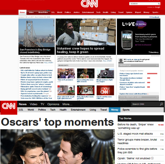 Old and New CNN Website