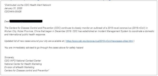 CDC Phishing Scam E-mail Example From Symantec 03_17_20